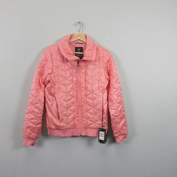 Under Armour Womens ColdGear Reactor Jacket Pink Quilted Full Zip S Coat - Picture 1 of 12